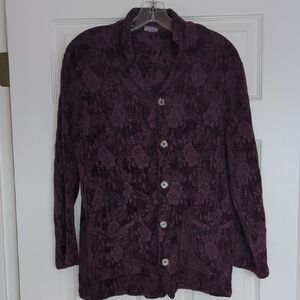 CP Shades Vintage Women's Purple Button-Up Jacket Jaquard Floral Size Small